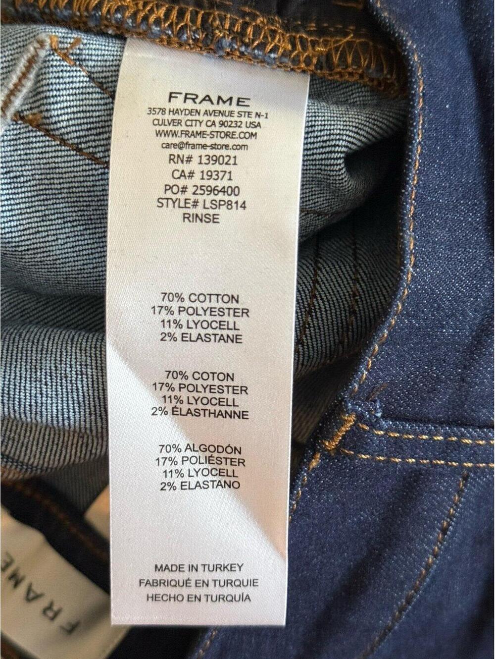 NWT FRAME Le Slim Palazzo Jeans Size 30 High Rise Wide Leg Dark Rinse MSRP $298 - Picture 8 of 8